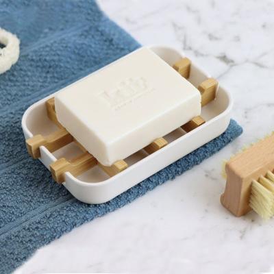 China Sustainable Design Bamboo Fiber Soap Box Water Soap Holder Can Be Split And Easy To Clean Drain Rack Soap Holder for sale