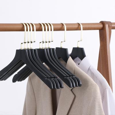 China Minimalist Wooden Coat Hanger 360 Degree Swivel Hook Pants Skirts Iron Hanger WideSolid Space Saving Extra Wooden Pants Hanger For Clothing for sale