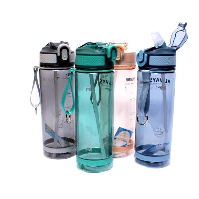 China Low MOQ Sustainable Plastic Water Bottle Production Line Summer Water Bottle With Straw Lid Outdoor Sport Plastic Water Bottle 2022 for sale