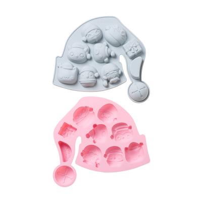 China Viable Clumping Making Tools Chocolate Baking Christmas Gift Hat Silicone Cake Ice Tray Handmade Jelly Candy Soap Mold for sale