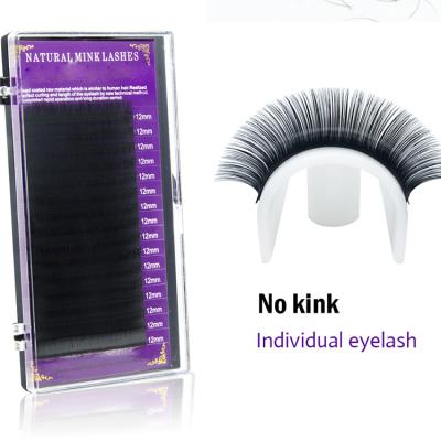 China Faux Natural Long Strand Individual Eyelash Extension Lashes Dark Black Matte For Professionals Fan Soft Natural Eyelash Extension for sale