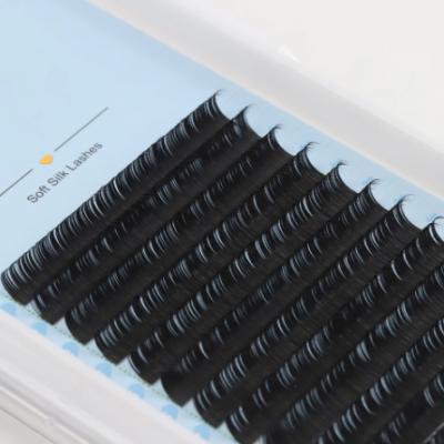 China Korea Mink Eyelashes Natural Silk False Long Soft Individual Eyelash Extensions 12 Row Natural Volume Russian for sale