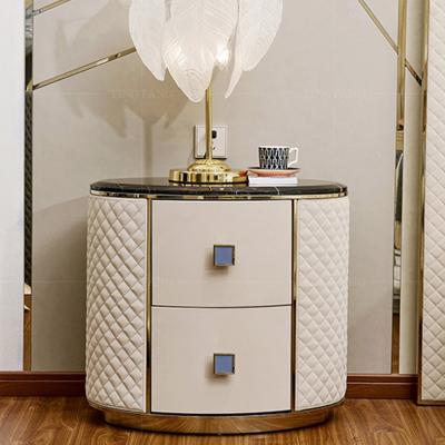 China 3 Drawer Durable Luxury Nordic Marble Bedside Cabinet Top Nightstand For Bedroom for sale