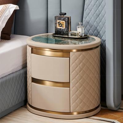 China Durable Nordic marble bedside cabinet top nightstand corner bedroom table with drawers for sale