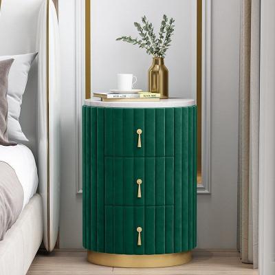 China Durable Nordic Round Nightstand Bedside Table With Marble Modern Luxury Bedroom Furniture for sale