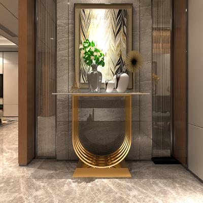 China (Other) Modern Adjustable Gold U Shape Design Hotel Corridor Side Console Table for sale