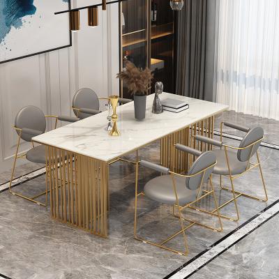 China Restaurant Durable Italian Nordic Marble Top Dining Table and Chair Combination for sale