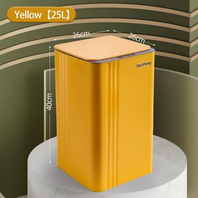 China 25L Sustainable Yellow Plastic Desktop Automatic Smart Open Smart Open Bathroom Trash Can for sale