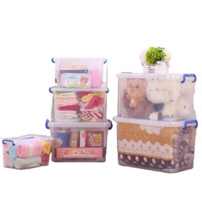 China Custom Household Viable Toy Storage Box Bins Clear Plastic Lockable for sale