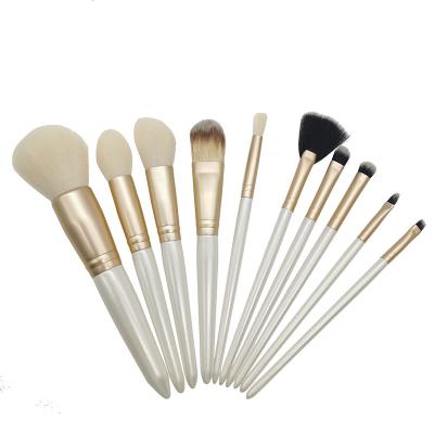 China Angular Blush 10 PCs Customized Synthetic Mini Make Sweeps Brush Travel Kit Custom Logo Matte Makeup Set With Bag Eye OEM Hair Face for sale