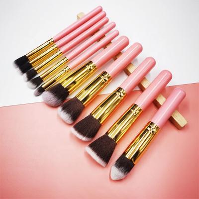 China Angular Blush Sale 10 Cosmetic Brushes Makeup Tools High Quality Low Price Factory Made for sale