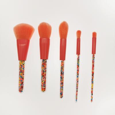 China Angular Blush Candy 5pcs Makeup Brushes Macaron Handle Granular Crystal Makeup Brush Beauty Tool for sale