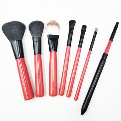 China Angular Blush Factory Directly Produce 7pcs Face Beauty Brush Black Hair Rose Handle Multi-use Practical Makeup Tool With PU Bag for sale