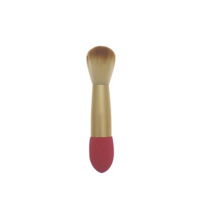 China Double Spot Brush Factory Favorable Prices Beauty Nylon Hair Base Rose Red Sponge Double Brush Top Blusher Brush for sale