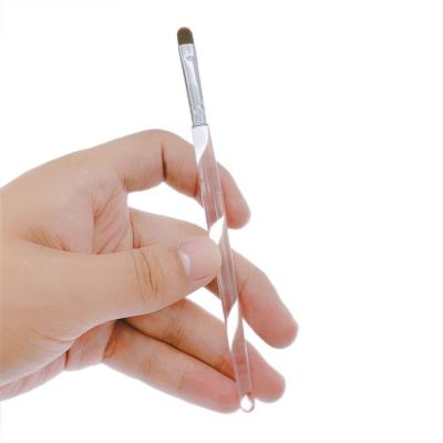 China Angular Blush Lip Brush Portable Cheap Long Handle Lip Brush Eyeliner Brush Black Or Clear With Lipstick for sale