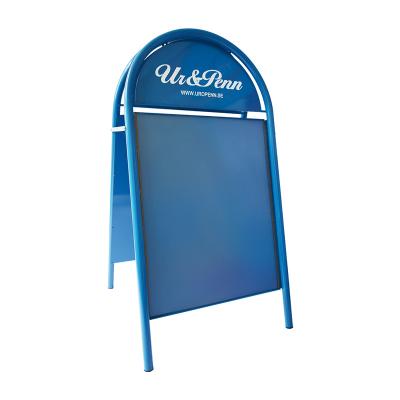 China DM A1 Double Sided Mental Outdoor Portable Sidewalk Sign With Arch Header A Frame for sale