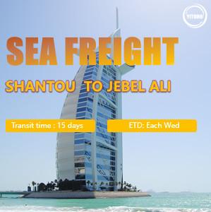 China Shantou ao oceano internacional de Jabel Ali UAE transporta remetentes globais do frete cada quarta-feira à venda