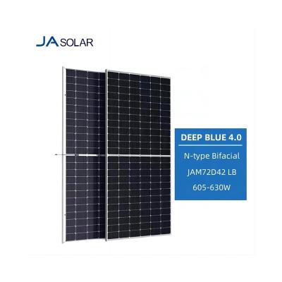 China JA N Type High Efficiency 182mmx182mm Dual Bifacial Glass Module 605W 615W 620W 625W 630W Mono Solar Panels for sale