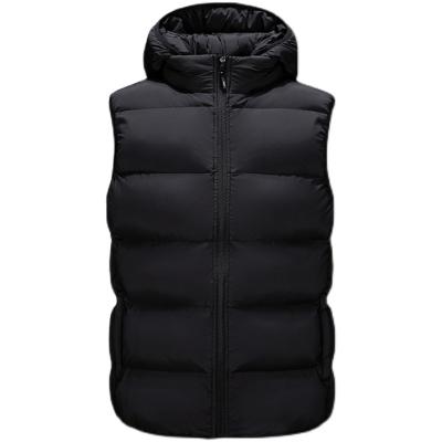 China Anti-wrinkle brand logo OEM designer sport style vest 100% custom nylon shell down like stripper vest soft padding jacket with hoodie for sale