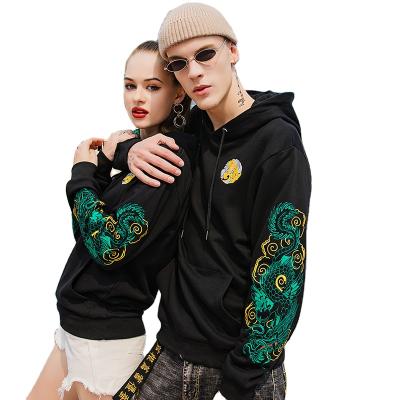 China Super quality anti-pilling sale hot autumn winter Chinese style emb. fashion hooded cardigan black oversized sweater look plus sizes hooded for sale