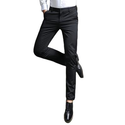 China Hotsale Anti-Wrinkle Ankle Base Simple Slim Fit Length Casual Elastic Men's Stretch Pants Shear Inside Winter Dress Pant for sale