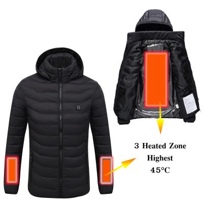 China BESM09 Breathable Smart Charging 3 Level Control Power Bank USB Charging Heated Mens Winter Jacket And Coat for sale