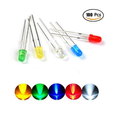 China 100PCS 5MM LED Diode Light DIY Kit Led Luminescent Led Assembly Assorted Led Kit Kits White Green Blue Yellow Red 5mm Electronics for sale