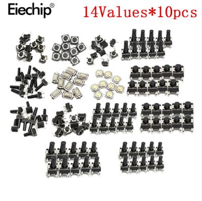 China 140pcs/lot 14types SMD Momentary Tact Push Button Switch Touch Kit Set Life assortment 100000 times promotion price button switch for sale