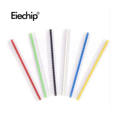 China 30pcs Pin Connector Male 2.54mm Pitch Pin Header Strip Single Row 40 Pin Connector Kit For PCB Board 6 Colors Each 5pcs 40p 2.54mm Male for sale