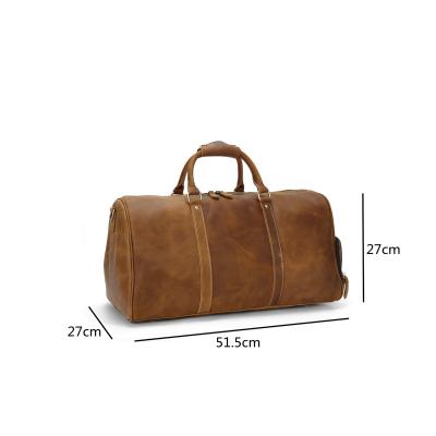 China Tan Top Grain Cow Leather Waterproof Weekend Overnight Bag Travel Leather Duffel Bag for sale