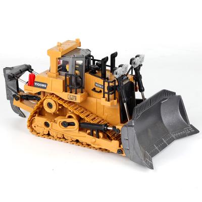 China Ignition In Action 9 Channels 40min Kids Alloy Wireless Remote Control Track Bulldozer With Light&Sound Excavator Toy for sale