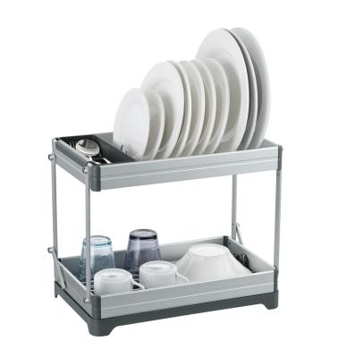 China Modern 2 Tier Aluminum Dish Rack With Oxidation Never Rust Collapsible for sale