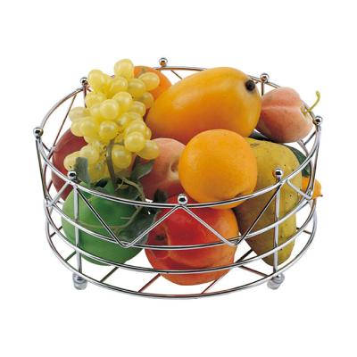 China Round Shape Viable Classic Fruit Basket Carbon Steel Traditional Fruit Storage Rack For Kitchen for sale