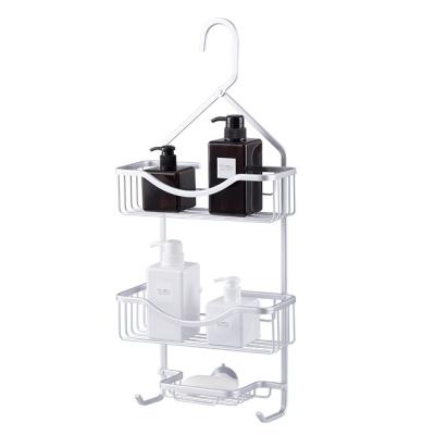 China Durable Aluminum Antirust Hanging Trolley Bathroom Shelf 3 Tier Shower Rack for sale