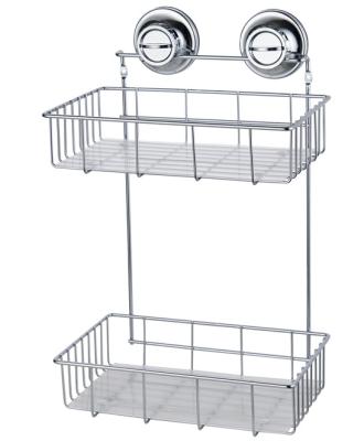 China Sustainable Wall Mounted Removable Shower Cart With Vacuum Suction Bathroom Organizer Storage Shelf Basket for sale