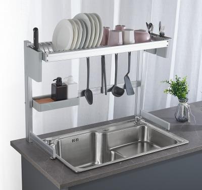 China Modern Modern Design and Multi-Use Kitchen Shelf Organizer Rustproof Storage Rack Aluminum Dish Drainer for sale