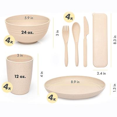 China Sustainable Environmental Light Weight Wheat Straw Plates Biodegradable Tablewear Set for sale