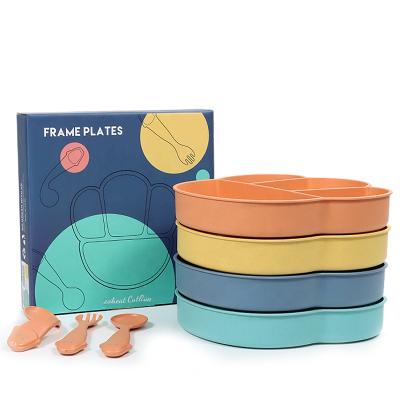 China Straw Pulp Kids Wheat Microwavable Straw Dinner Set Wheat Straw Viable Dinner Set for sale