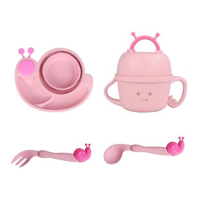 China Eco Friendly Wheat Straw Pulp Kitchen Tableware Wheat Straw Kids Dinner Set for sale