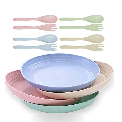 China Plastic Straw Dinner Plates Wheat Straw Dish Wheat Dish Straw Bpa Free Dinnerware Sets Wheat Viable Fiber for sale