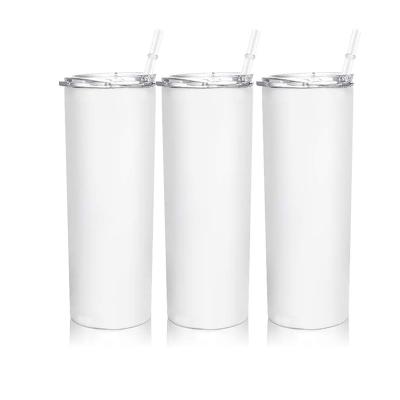 China 2021 Viable 20 Oz White Stainless Steel Cups Heat Transfer Tumbler Printing Mugs With Lids And Straws Double Wall Insulated Coffee Mug for sale