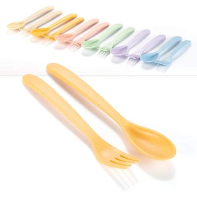 China Microwavable Wheat Viable Straw Kids Bowls Straw Plate Bowl Cutlery Tableware pp Wheat Set for sale