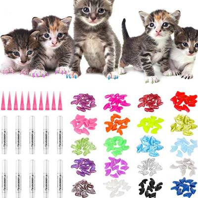 China Colorful Viable Paws Anti-Scratch Nail Covers Cat Nail Caps Tips Pet Cat Kitty Soft Claws Covers Control for Cat Claws Care with Glue for sale