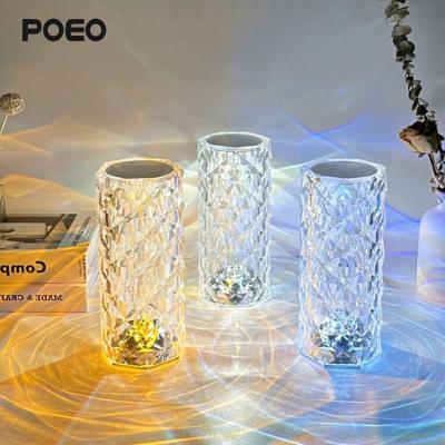 China Contemporary Remote Control Acrylic Rose Crystal Table Lamp Decorative Night Mood Light RGB Atmosphere Crystal Desk Lamp Indoor Touch for sale