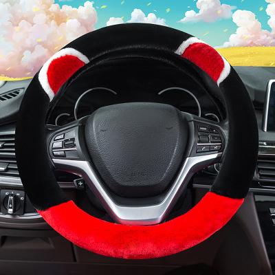 China Cute Cartoon Car Steering Wheel Accessory Set For Female Car Styling Cute Bow Wheel Cover Car Steering Accessories for sale