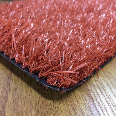 China PE+PP Red Color Non-Toxic (Colorful) Anti Slip Artificial Grass For Kids Playground Flooring for sale