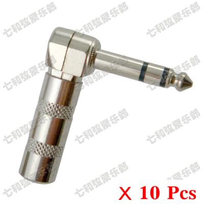 China Metal 10 Pcs 6.35 mm 1/4 inch stereo Right Angle 90 Male Plug Microphone Audio Guitar Bass Cable Connector plug for sale