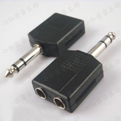 China Metal  and Plastic 10 Pcs 6.35mm Stereo Plug Male To 2 x 6.35mm Female Jack Audio Adapter for Guitar Bass for sale