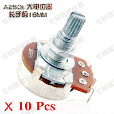 China 10 Pcs Full Size long Split shaft 18mm A250K  ELectric Guitar Bass Volume Tone Pots Potentiometer Guitar part A250K-D-18MM-10 for sale