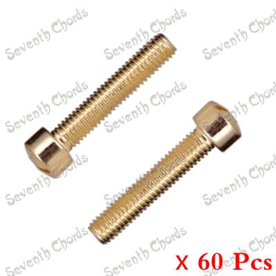 China Iron 60 Pcs Electric Guitar Humbucker Bobbin Polepiece Screws / LP GB Guitar Pickup Cover Screws - Gold for sale